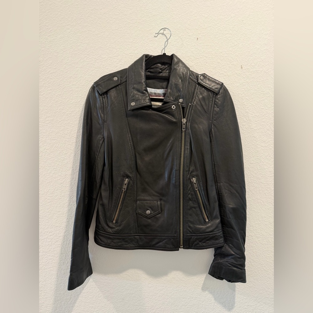 Treasure & Bond Nordstrom black genuine leather biker jacket